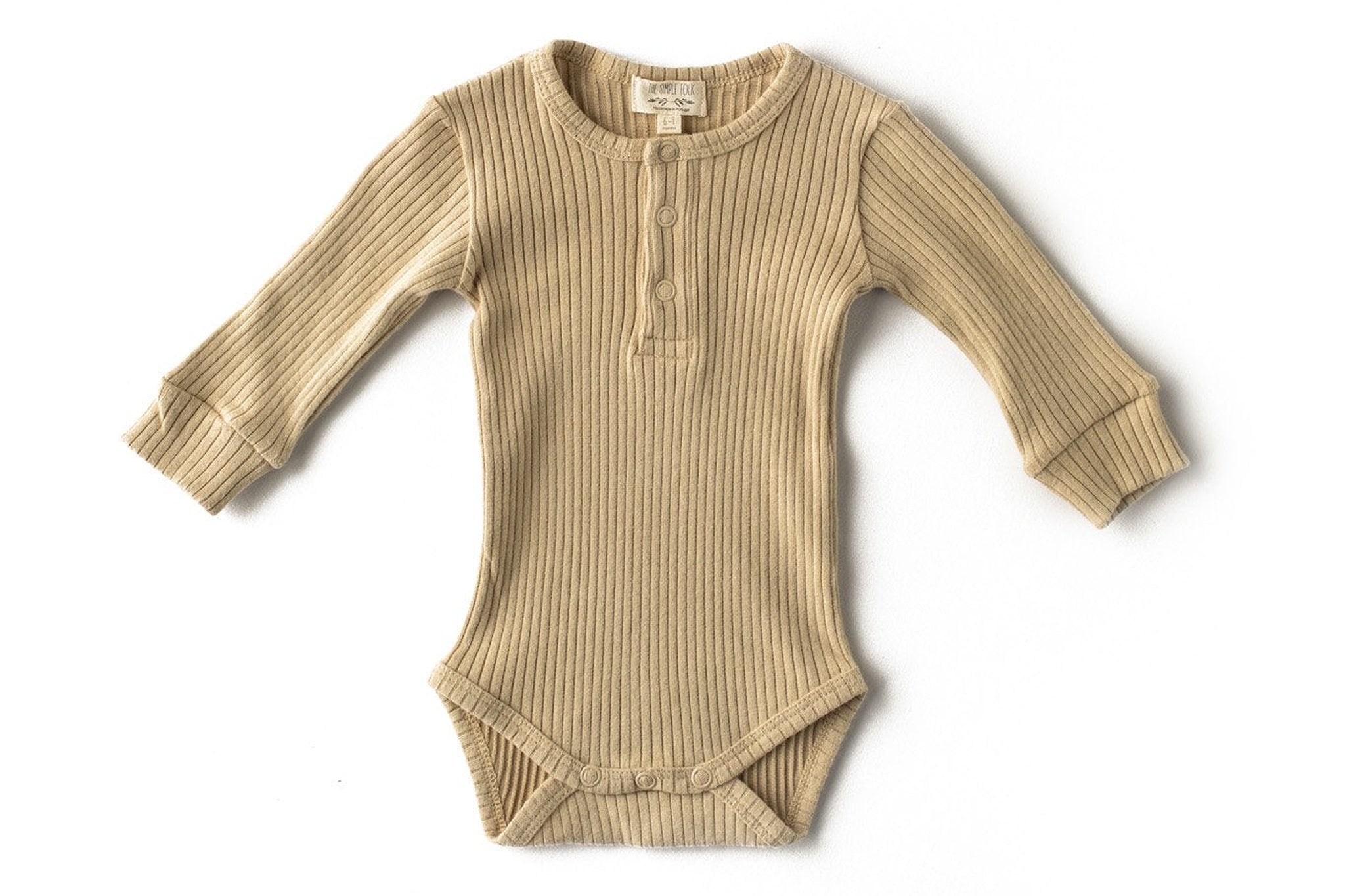 Ribbed Long-Sleeve Onesie | Ecru
