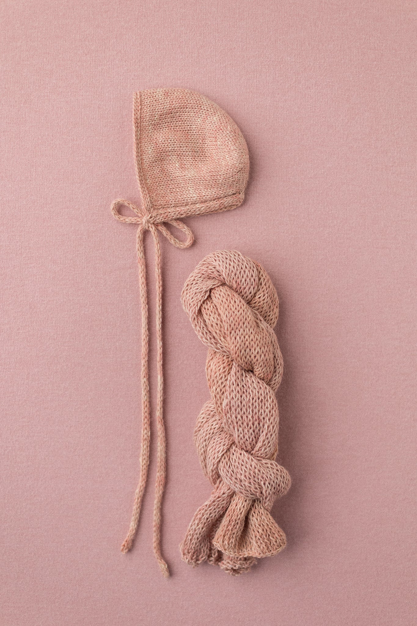 Islene Bonnet + Wrap Set | Pink | HLP x Mama Knits