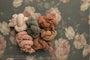 Princess Geller | Dark Side of the Bloom / Oil Green, Antiqued, Frosted Petal, Antique Coral, Pamplemousse, Tan Sack